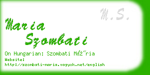 maria szombati business card